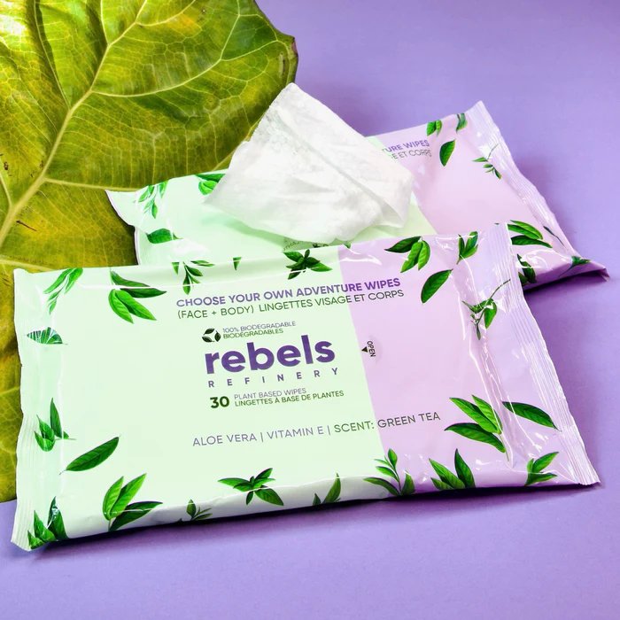 Green Tea Plant Based Face & Body Wipes - Biodegradable - Rebels Refinery